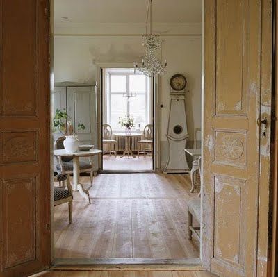 Enchanting Swedish style interior design in country home with weathered finishes - found on Hello Lovely Studio