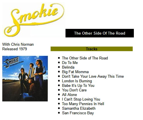 6. plate - ,, Smokie '' - The Other Side of The Road (1979)