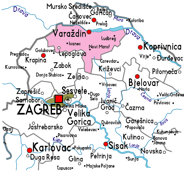 virovitica karta hrvatske Varaždin Karta Regionalni Grad Pokrajine | Karta Hrvatska Regija  virovitica karta hrvatske