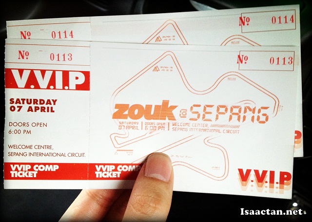 VVIP tickets to Zouk @ Sepang International Circuit 2012 