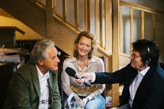 Clive Limpkin, Emma Clark Lam and Mike Read during a radio interview