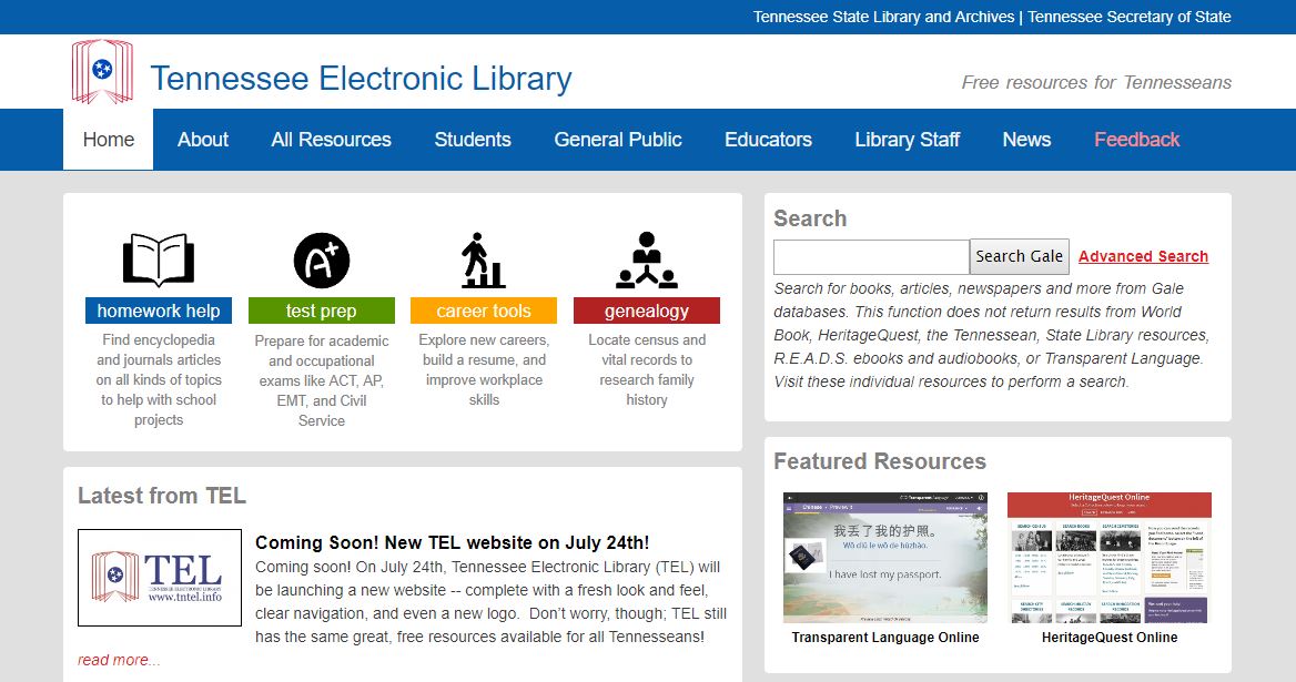 Library & Archives News The Tennessee State Library and Archives Blog New Look for Tennessee