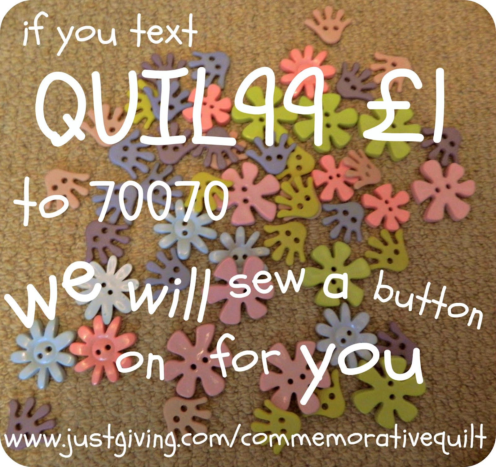 Give us a Helping Hand for  £1 and sponsor a button on the Special Care quilt!