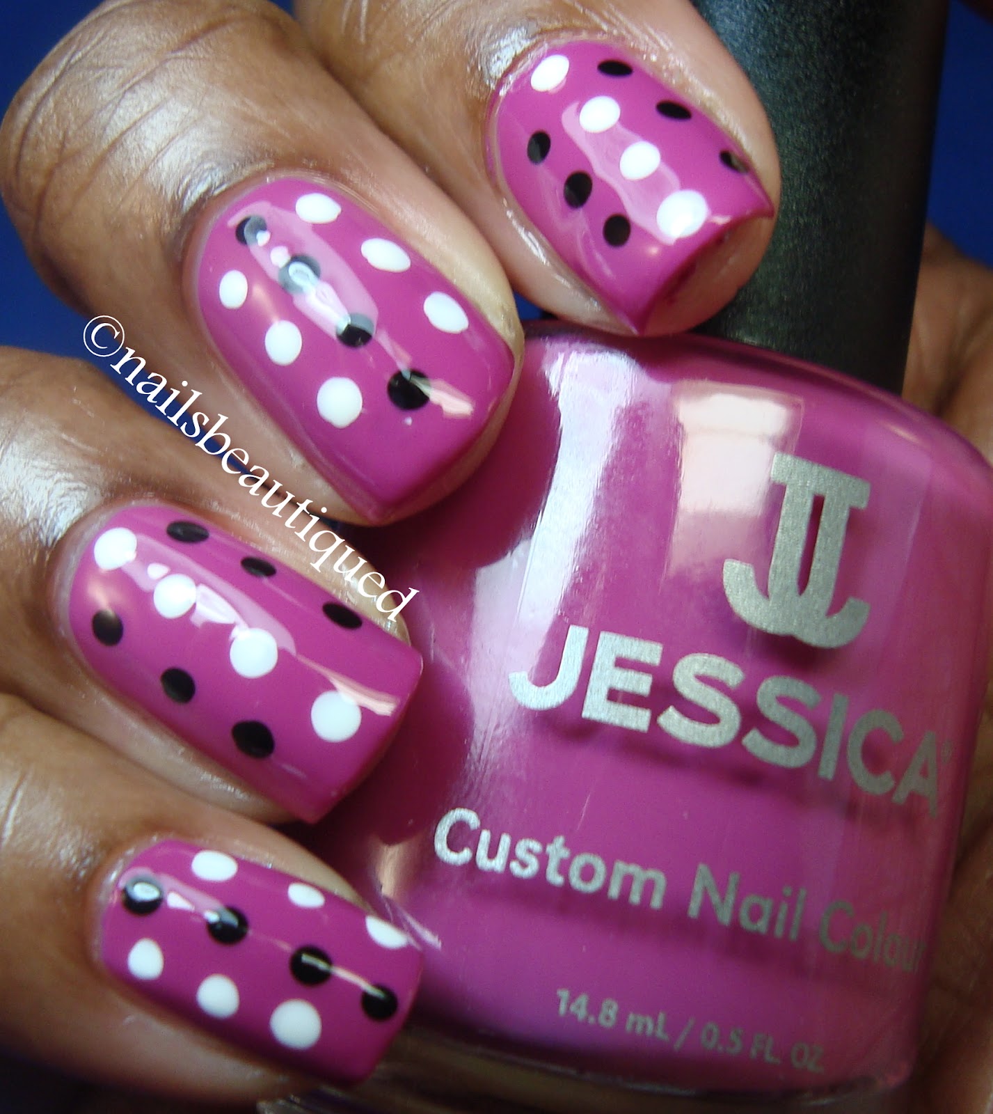 Unbitten Polish Pink Wednesday Polka Dot Nail Art Design