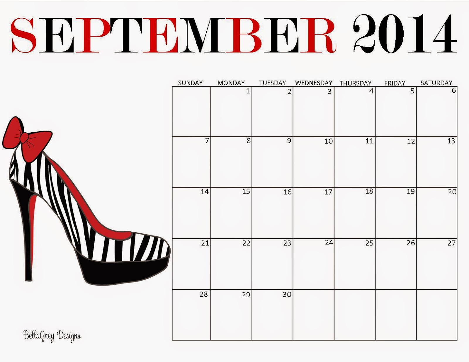 September Calendar BellaGrey Designs September Calendar BellaGrey Designs