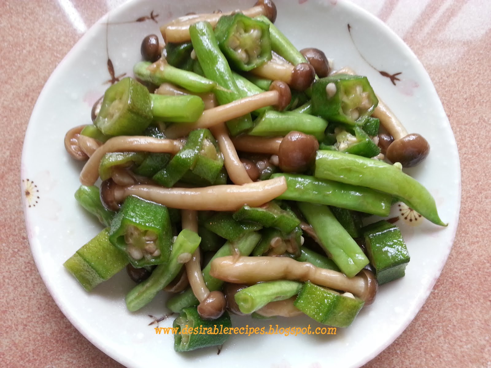 15 Minutes - Stir Fried French Beans, Ladies Fingers & Mushrooms