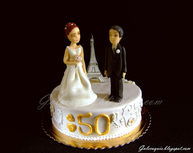 Tarta fondant bodas de oro Tarta fondant aniversario de boda