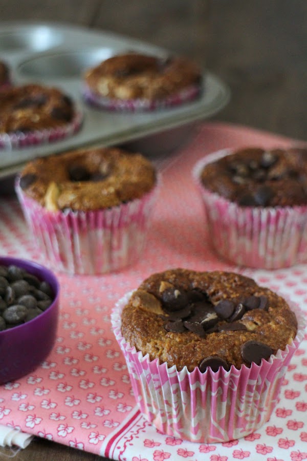 Muffins de avena, yogur y plátano con 2 chocolates. {Gluten free} Cocina