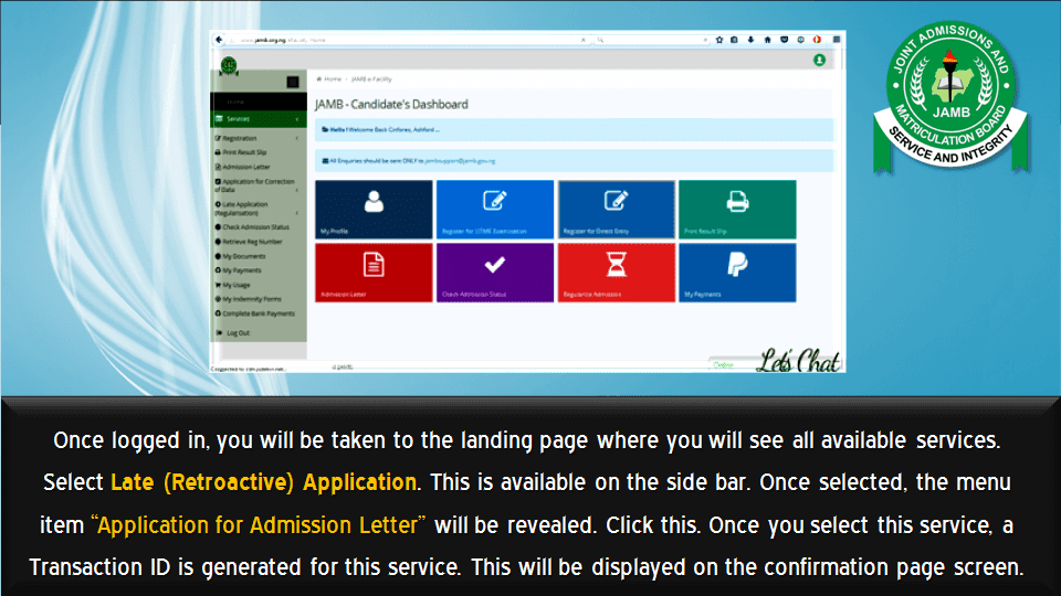 JAMB Change of Admission Letter Guidelines 2023/2024