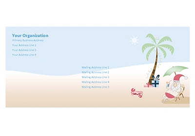 Free download of Letter Envelope Template of the Summer Santa Stationery Set by Robert Aaron Wiley for Microsoft Office Online
