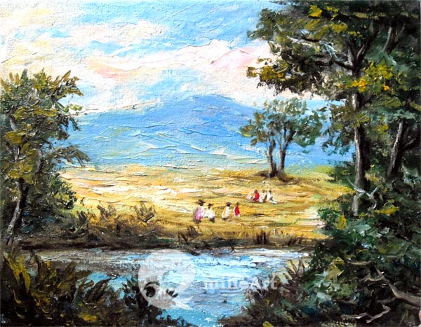 lukisan pemandangan telaga