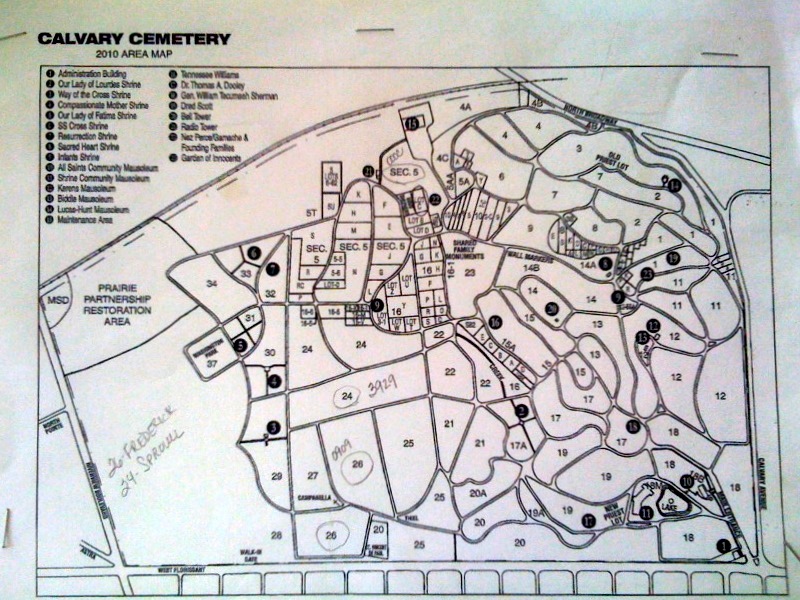 Calvary Cemetery Grave Map