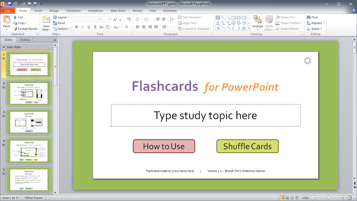 Flashcards for PowerPoint