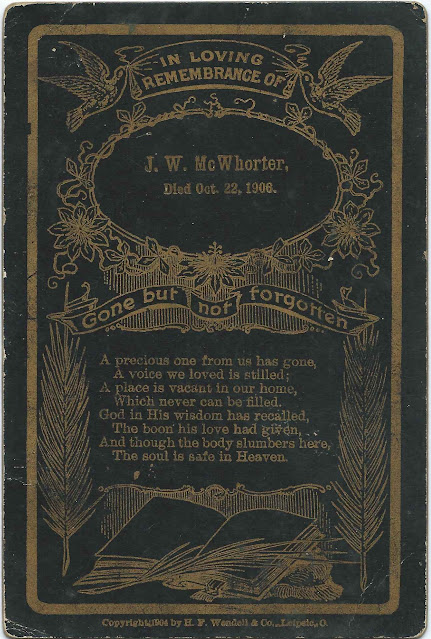 Heirlooms Reunited: Memorial Card: J. W. McWhorter, died October 22, 1906