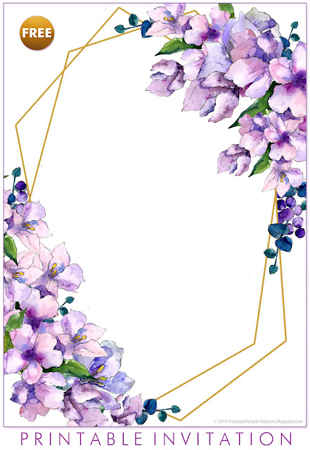 FREE Printable Floral Invite Templates #weddingprintables one of two free purple wedding invitations