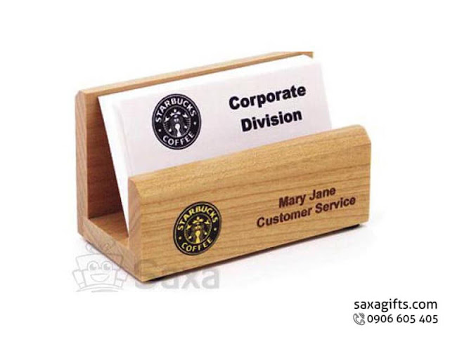 Hộp namecard gỗ in logo để bàn bằng gỗ thông tự nhiên – NG006