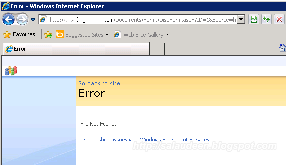 FIle Not Found Error in SharePoint