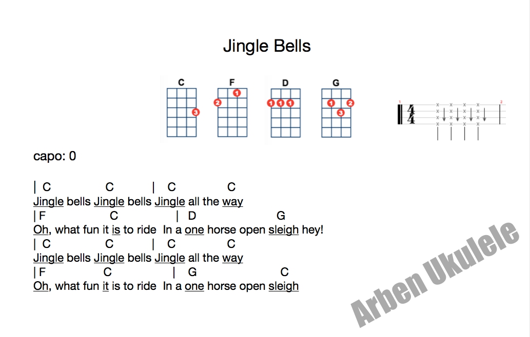 Arbenchords Jingle Bells （Ukulele Chord Song）
