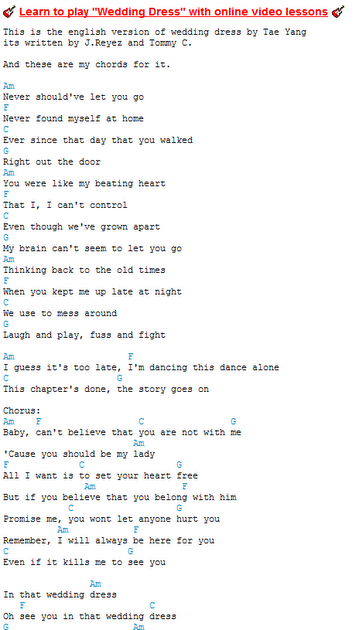 Taeyang Wedding Dress Guitar Chords Wedding