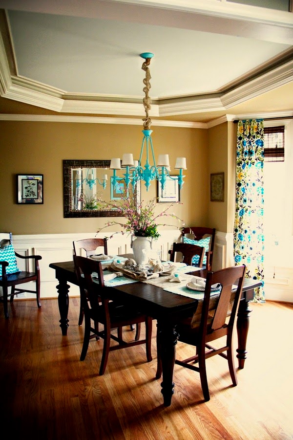 The turquoise chandeliers