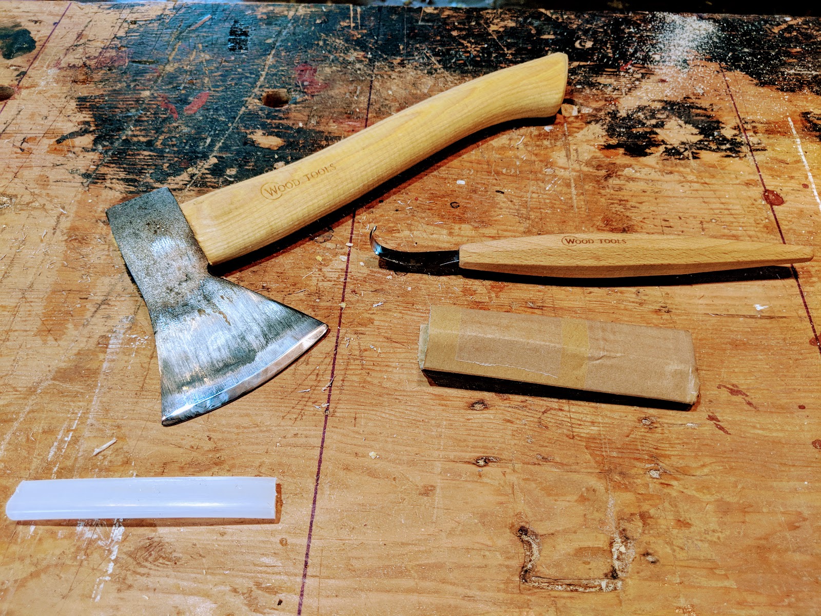 Manual hook knife and carving axe arrived today from Wood Tools!