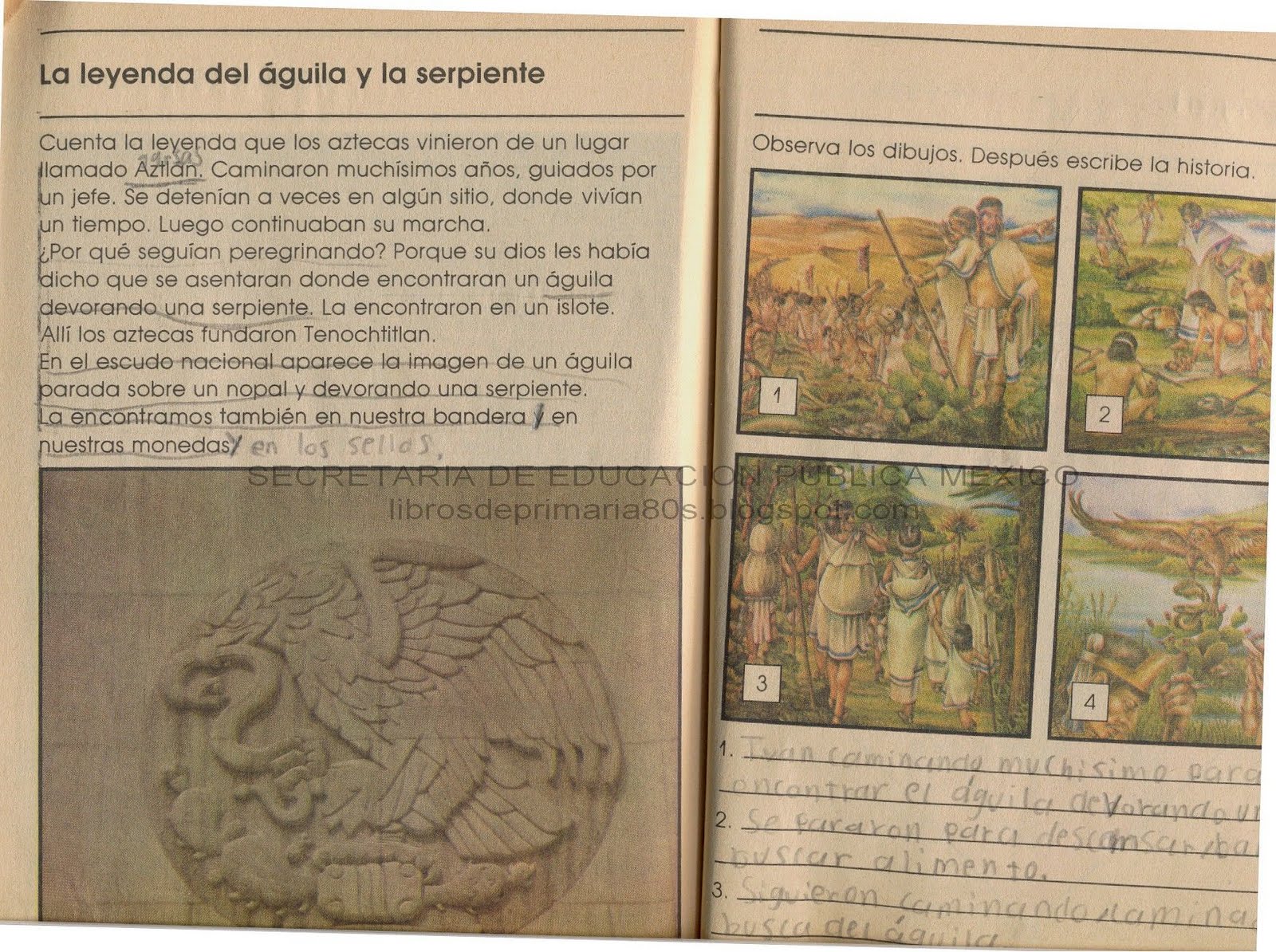 Libros de Primaria de los 80's: La leyenda del águila y la serpiente (Mi  libro de segundo Parte 2)