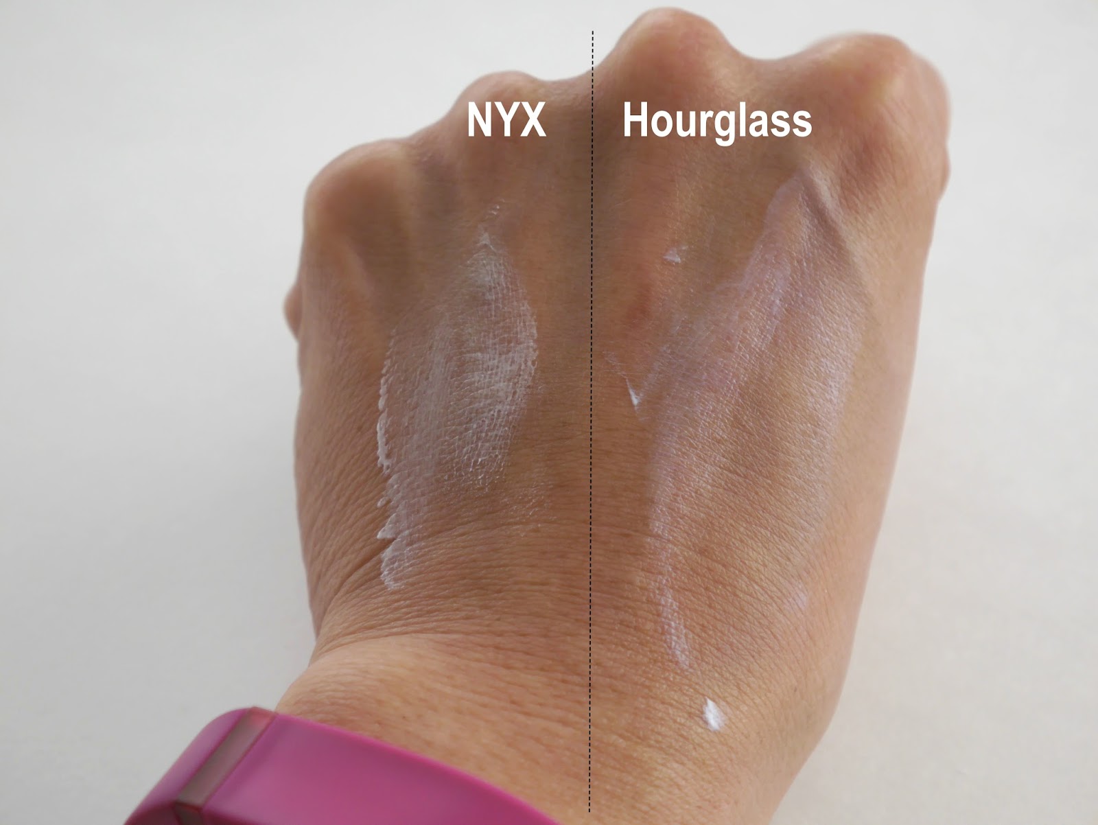 Drugstore vs High End ~ Sanity NYX vs Primer Reflection Veil Hourglass of Mineral / Primer Veil Angel