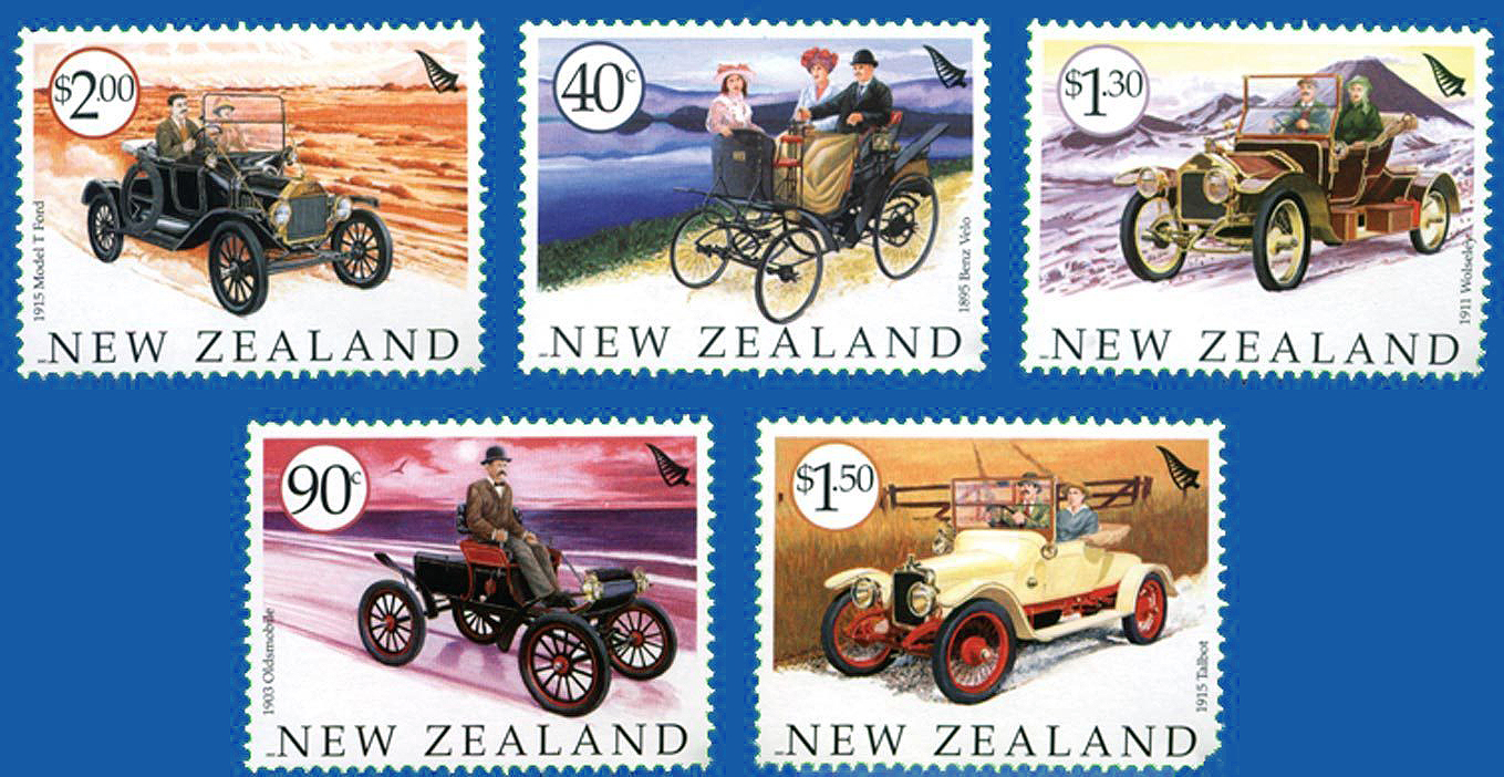 transpress nz NZ vintage car stamps