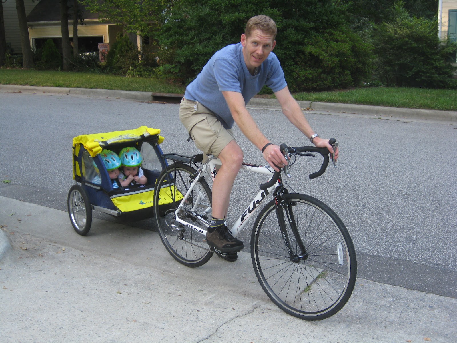 Schneider Blog First Bike Ride with Daddy Pull Behind