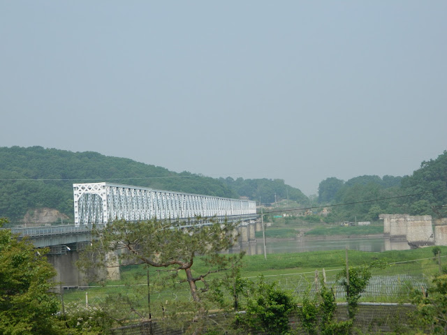 The railroad bridge with crosses the Imjin river