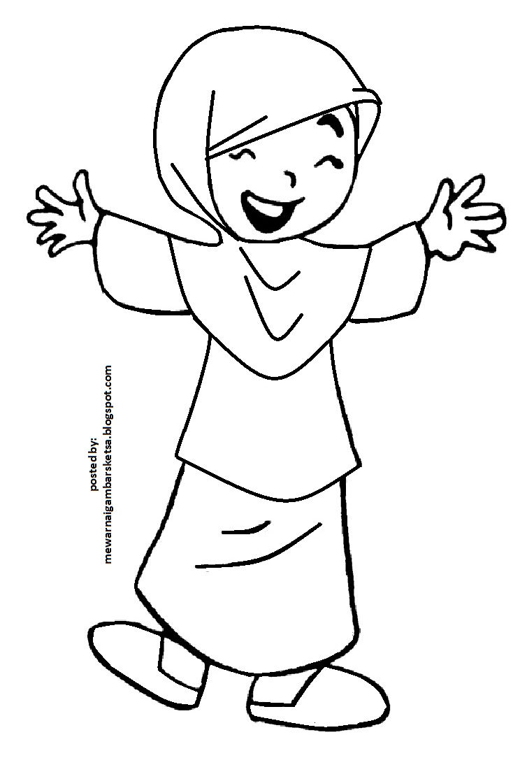 Mewarnai Gambar Princess Muslimah Muslim Coloring Satelit Alat Sekolah Dapur