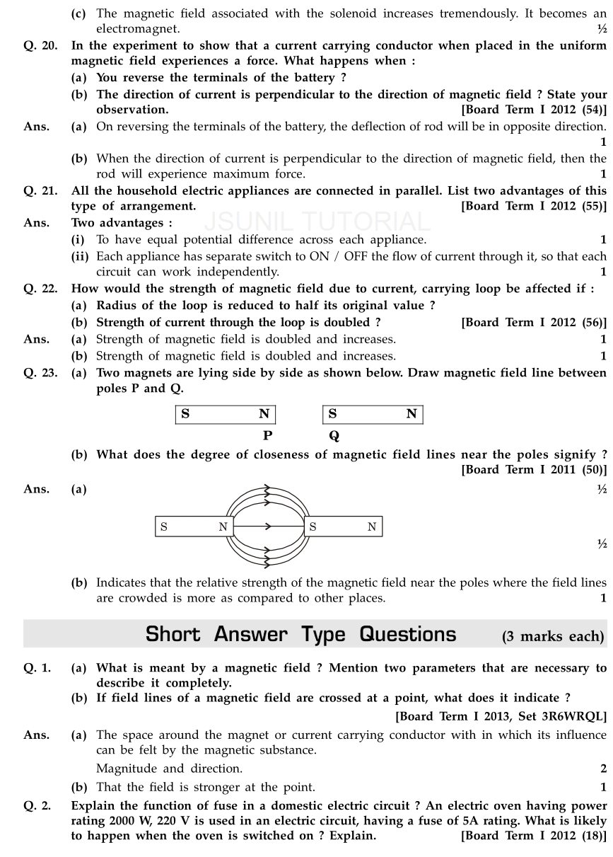 effect of Electric current class 10 solved questions