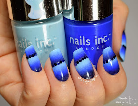 Simply Nailogical: Curved deep blue scaled gradient with glitter placement