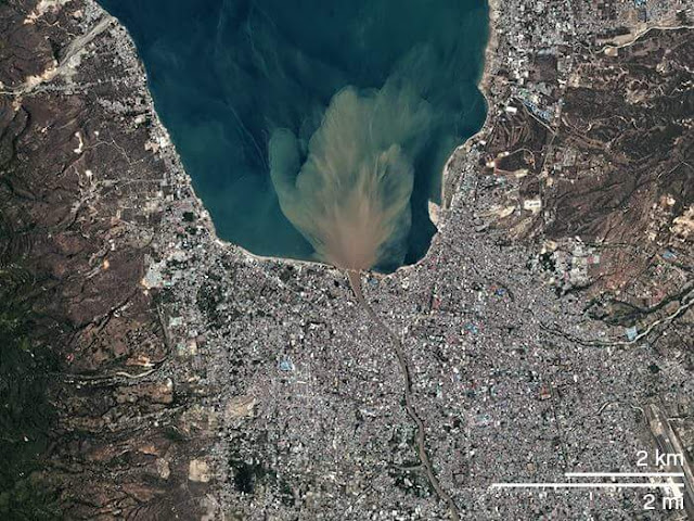 Foto Penampakan Satelit Teluk Palu Setelah Gempa Tsunami 2018 