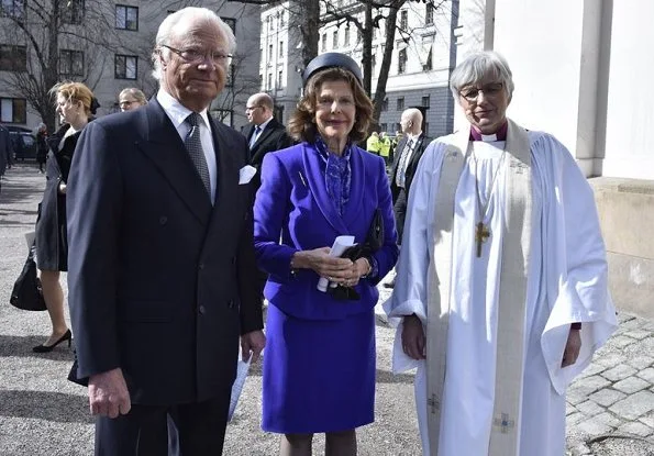 King Carl Gustaf and Queen Silvia of Sweden attended memorial ceremony for victims of 2017 Stockholm terrorist attack, held at Adolf Fredrik Church