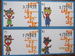 Reindeer Long Division With Remainders Task Cards