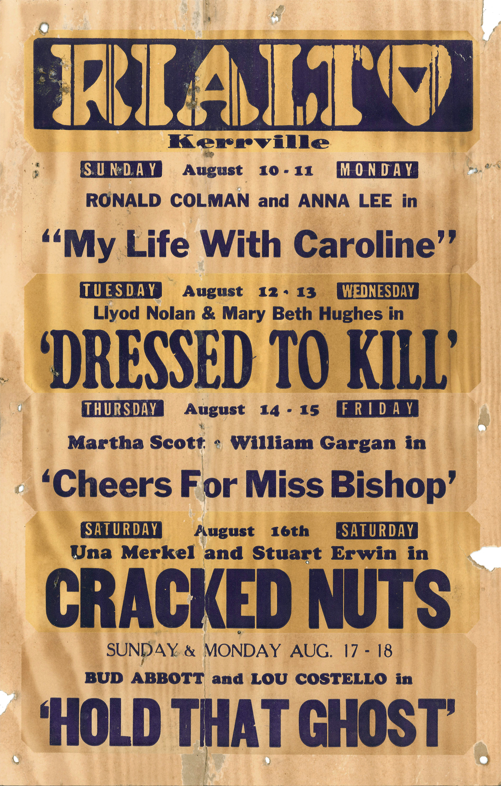 Joe Herring Jr. Kerrville's Rialto Movie Poster 1941