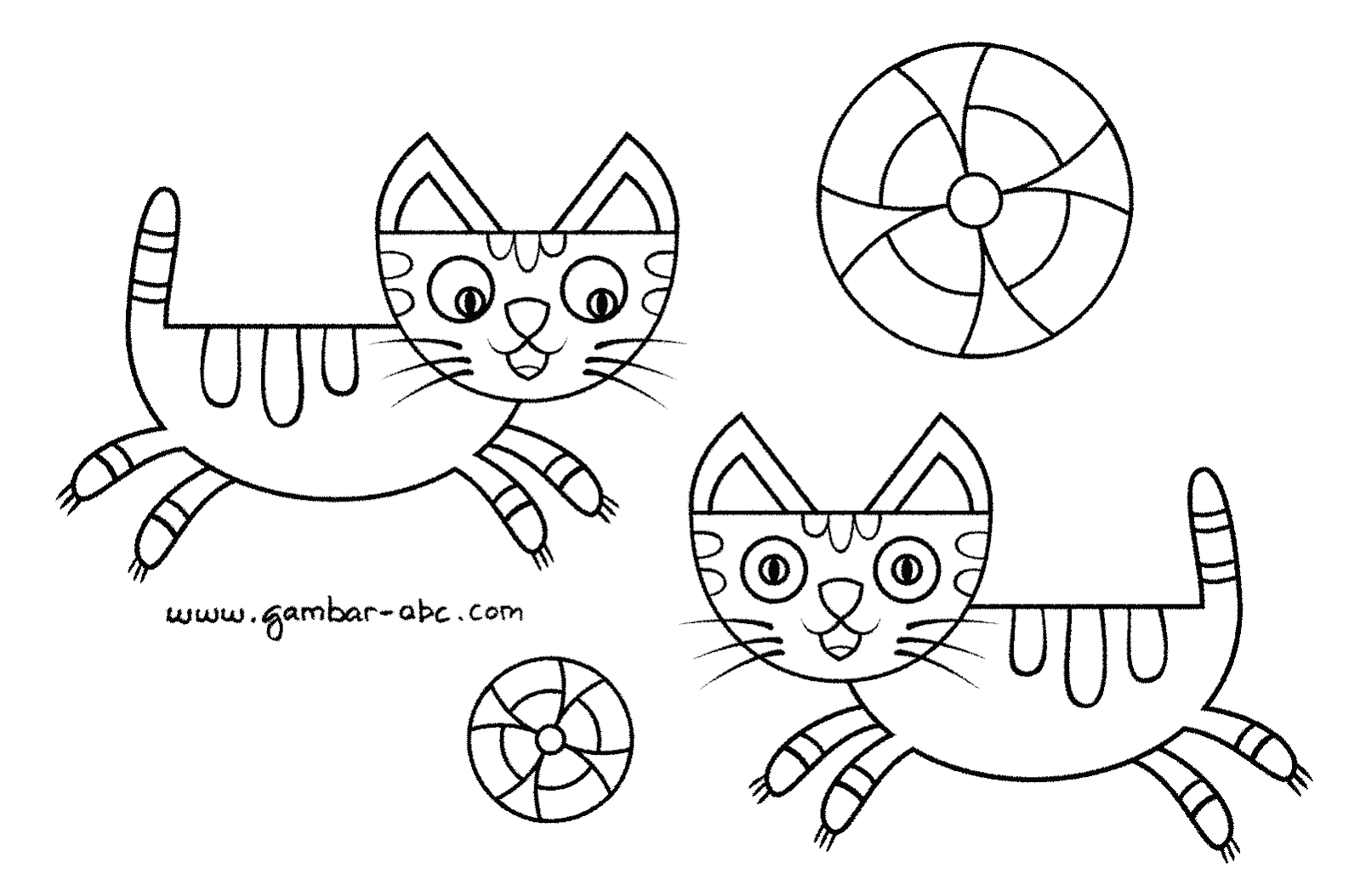 Gambar Mewarnai Binatang Kucing Kartun Lucu Download Warnai