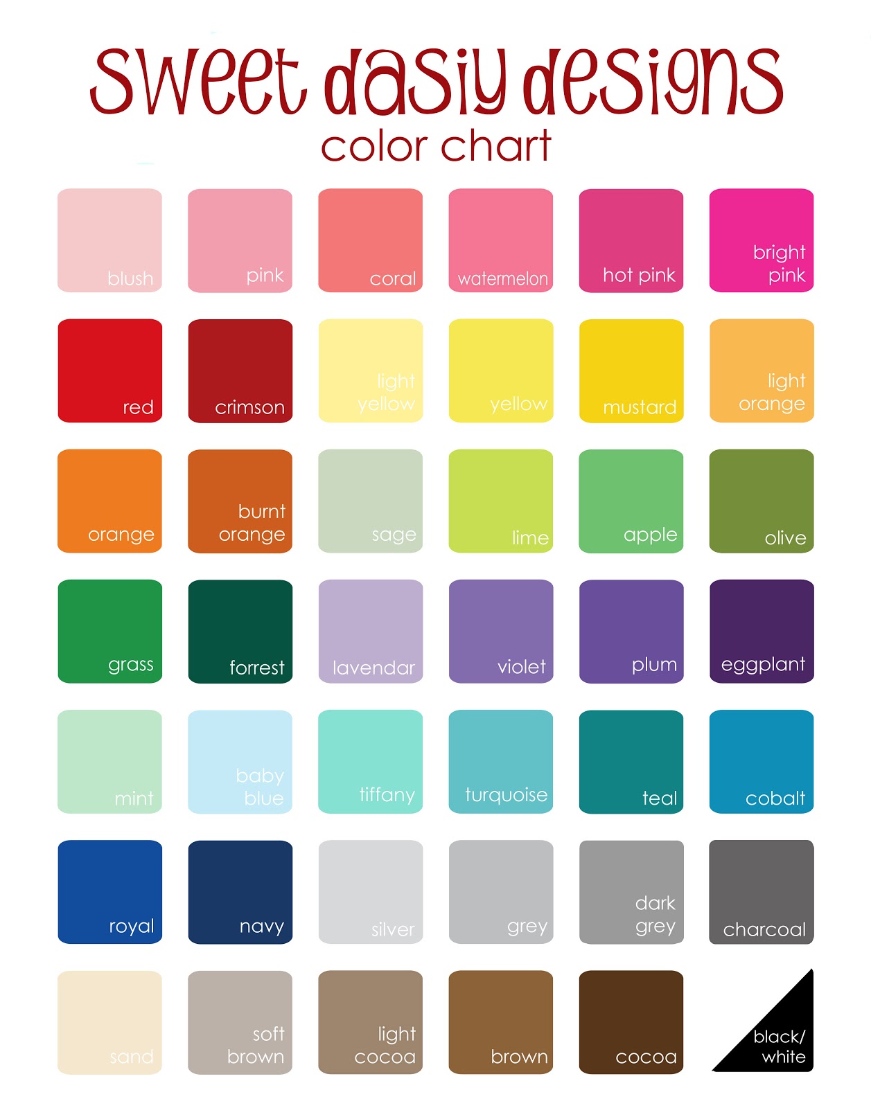 Printable Color Chart