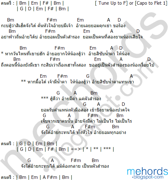 คอร์ดเพลง-คอร์ดเพลง-ผัวสำรอง-ไหมไทย หัวใจศิลป์