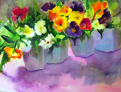 pansies watercolor parade