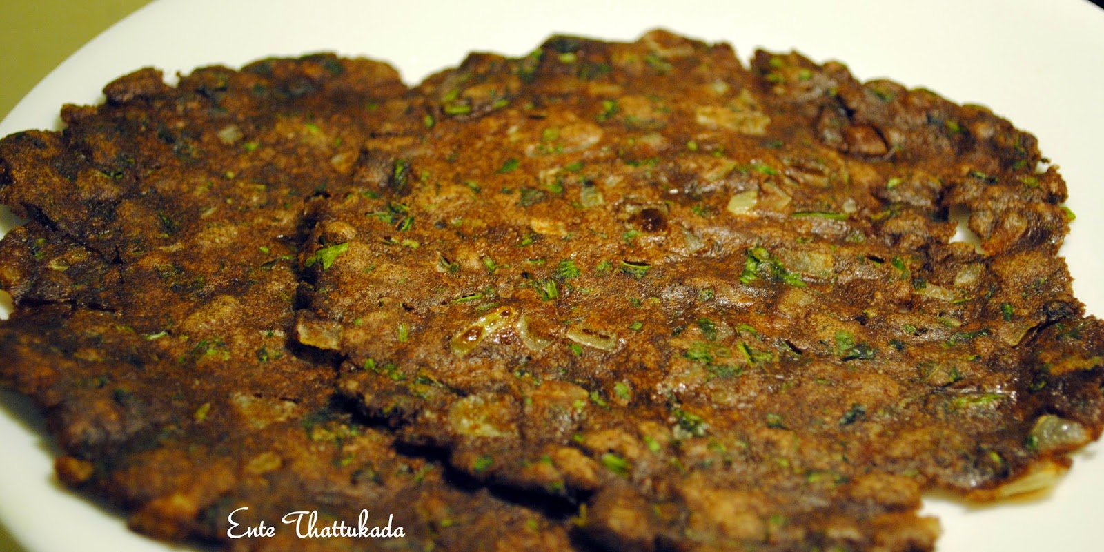 Ente Thattukada Ragi Roti with Radish Greens