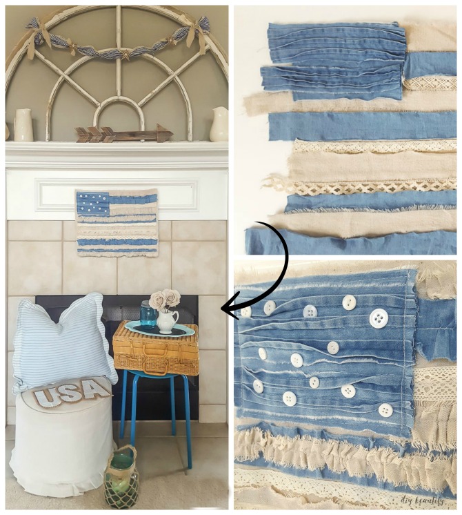 turn fabric scraps into a shabby chic flag
