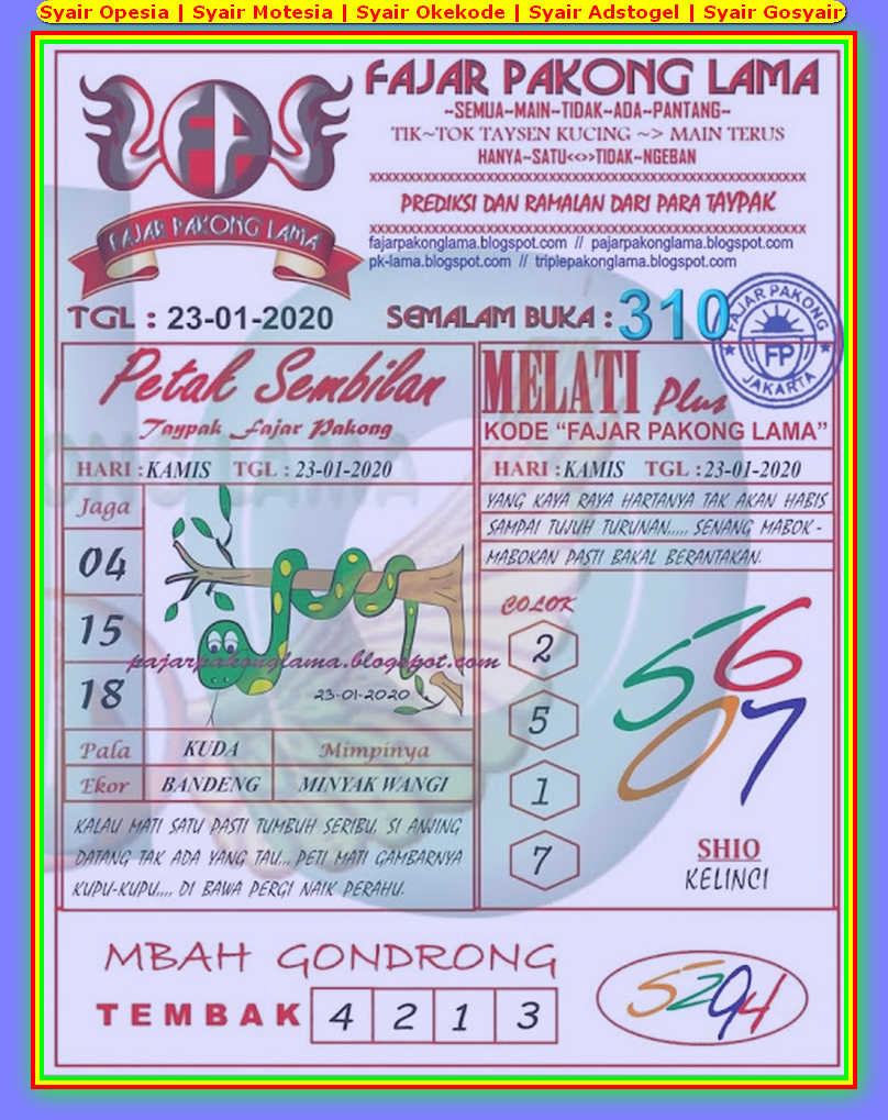 Kode Syair Hongkong 23 Januari 2020 Forum Syair Togel Hongkong Singapura Sydney