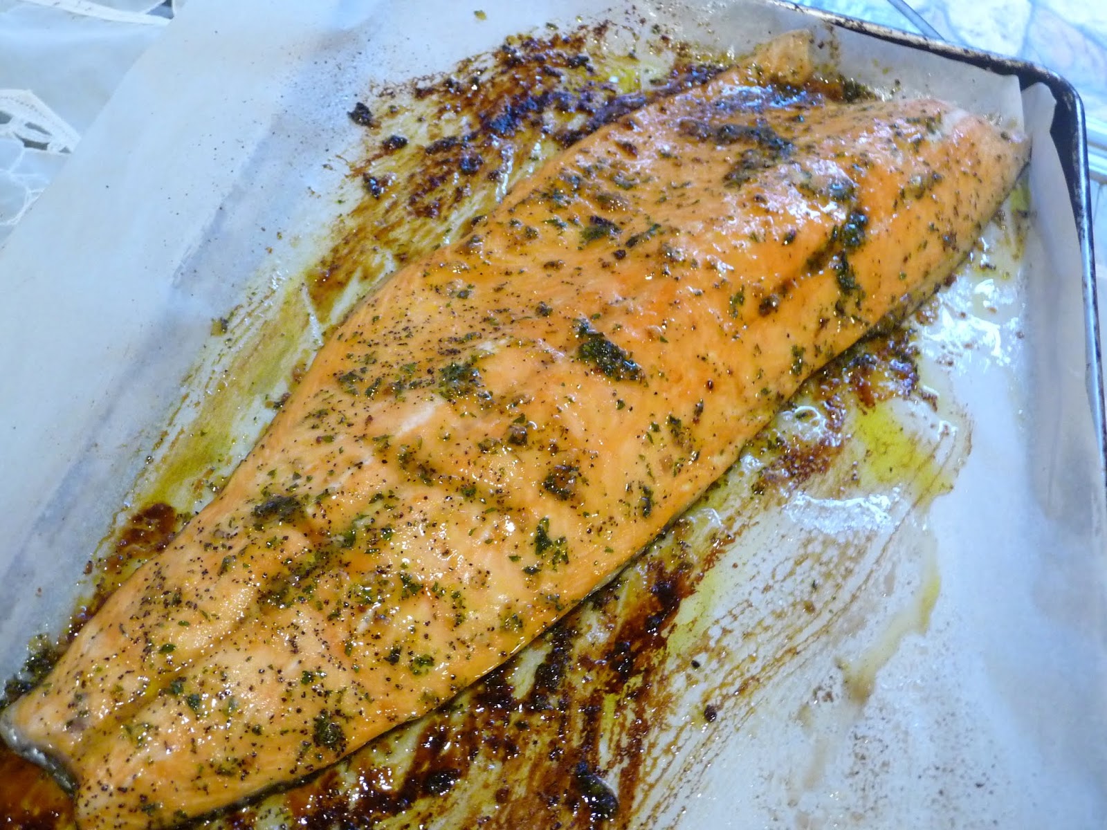 SALMON IN HONEY MUSTARD GARLIC SAUCE