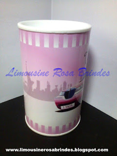  Cofrinho Limousine Rosa, Limousine Rosa, Briosa, Lembrancinha Limousine Rosa, Festa Limousine Rosa, Tema Limousine Rosa