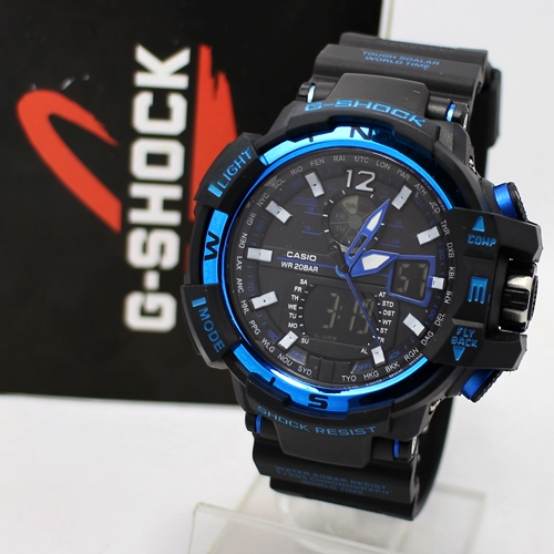 Jam Tangan G-Shock GW-A1100ADWR Hitam List Biru | Kw Super - GUDANG JAM TANGAN