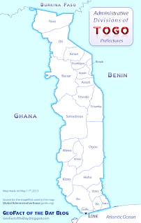 Map of Togo and its prefectures