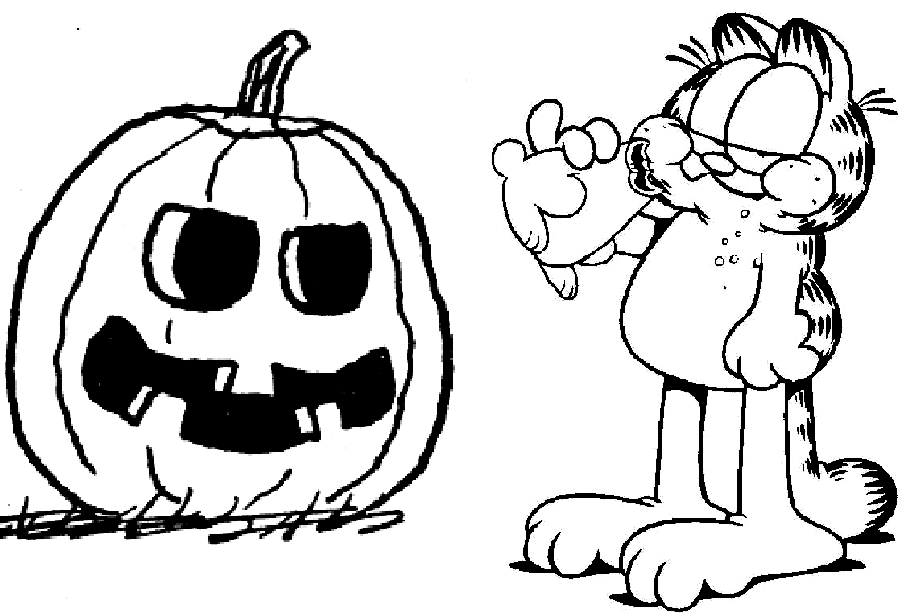 Kentong Garfield Celebrates Halloween Coloring Pages To Print