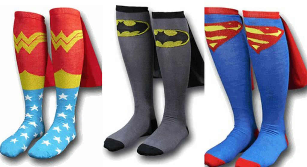 UNIQUE UNUSUAL OR INTERESTING SUPER HERO SOCKS WITH CAPES